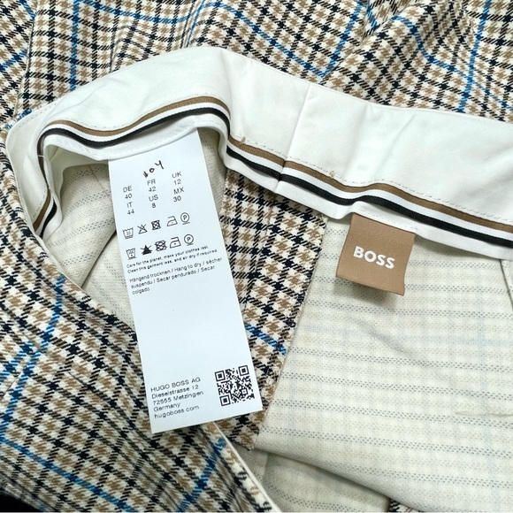 New BOSS Tuleah Regular-Fit Bootcut Trousers In Checked Size 8 - Picture 11 of 14